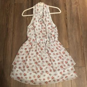 Blue dress with red roses